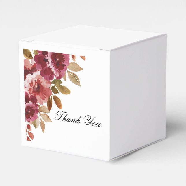 Burgundy floral favour box (Front Side)