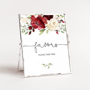 Burgundy floral favours please take one poster