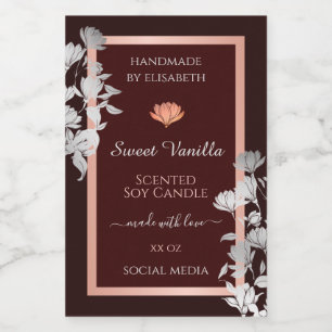 Burgundy Floral Flowers Product Packaging Labels &