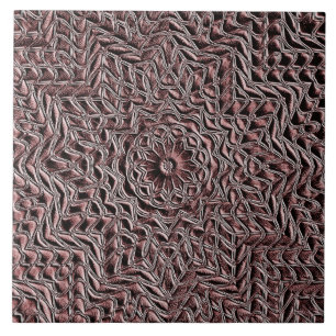 Burgundy Floral Geometric Ceramic Tile