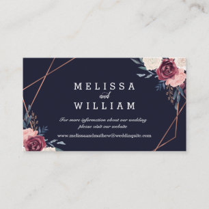 Burgundy Floral Geometric Midnight Blue Wedding Enclosure Card