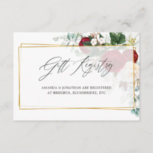 Burgundy Floral Geometric Wedding Gift Registry Enclosure Card