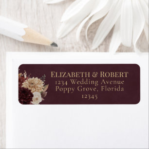 Burgundy Floral Gothic Wedding Address Label Return Address Label