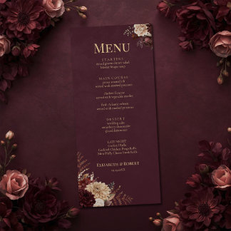 Burgundy Floral Gothic Wedding Menu