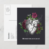 Burgundy Floral Gothic Wedding Reminder