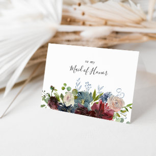 Burgundy Floral Greenery Bridal Party Thank You