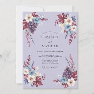 Burgundy Floral Harvest Romance Wedding Invitation