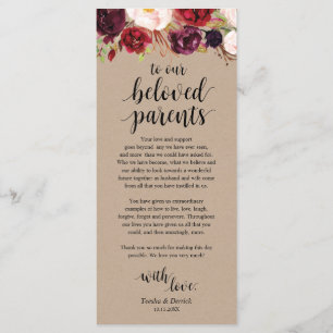 Burgundy Floral Kraft Place Setting Thank You Card