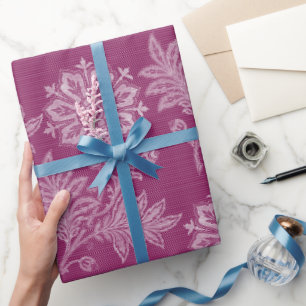 Burgundy Floral Lace Bridal Shower Wrapping Paper