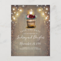 Burgundy Floral Lantern Rustic Fall Save the Date