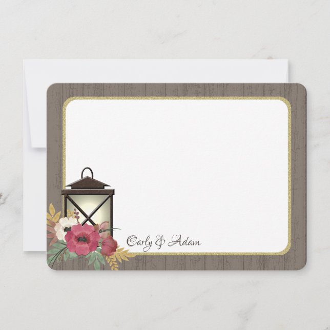 Burgundy Floral Lantern Rustic Thank you (Front)