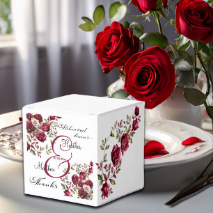 Burgundy Floral Modern 'Rehearsal dinner' Wedding Favour Box