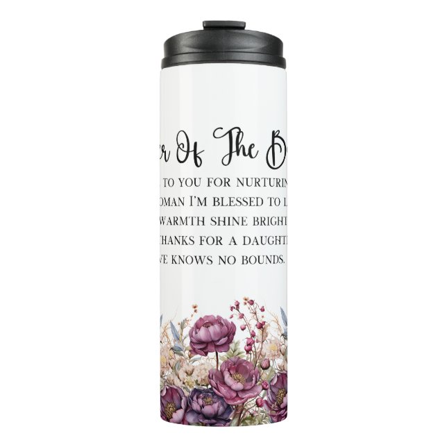 Burgundy Floral Mother of The Bride Tumbler (Front)