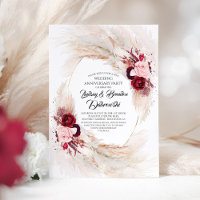Burgundy Floral Pampas Grass Wedding Anniversary