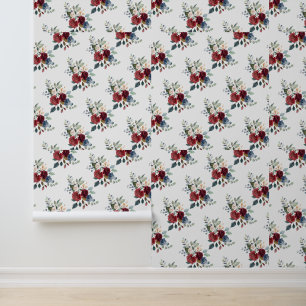 Burgundy Floral Pattern Botanical Nature Wallpaper