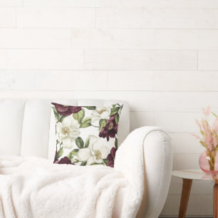 Burgundy  Floral Pattern  Cushion