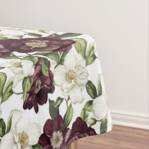 Burgundy Floral Pattern Tablecloth