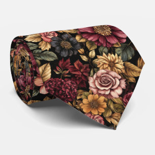 Burgundy Floral Pattern Tie