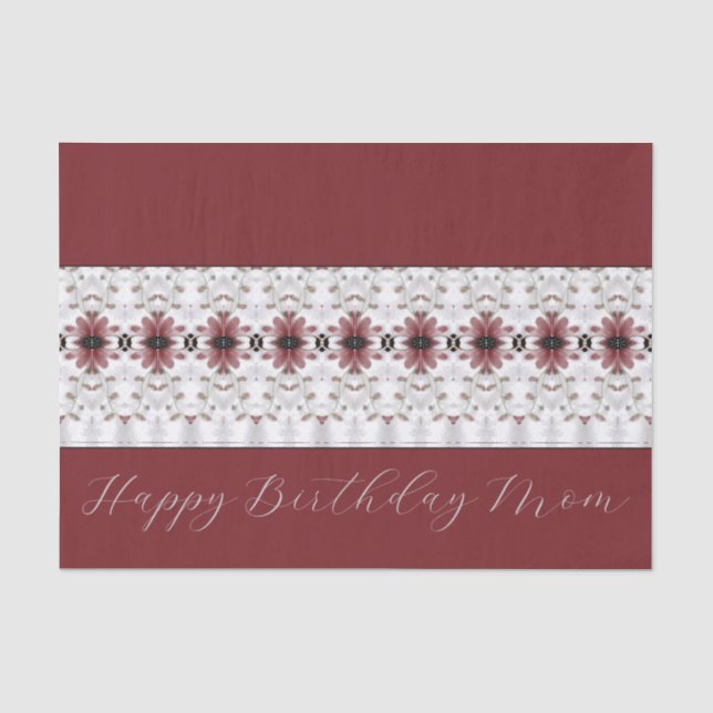 Burgundy Floral Pattern Tissue Paper (Front)