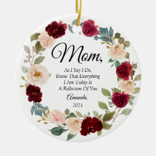 Burgundy Floral Personalised Mother of the Bride Ceramic Ornament