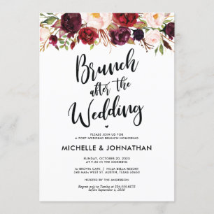 Burgundy Floral Post Wedding Brunch Invitation