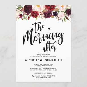 Burgundy Floral Post Wedding Brunch Invitation