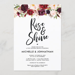 Burgundy Floral Post Wedding Brunch Invitation