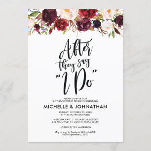 Burgundy Floral Post Wedding Brunch Invitation