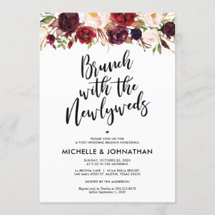 Burgundy Floral Post Wedding Brunch Invitation