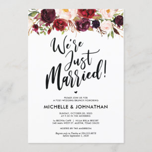 Burgundy Floral Post Wedding Brunch Invitation