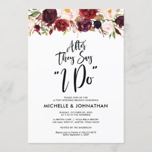 Burgundy Floral Post Wedding Brunch Invitation