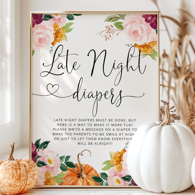 Burgundy floral pumpkin Late night diapers game Poster (Creator Uploaded)
