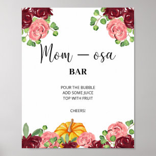 Burgundy floral pumpkin Mon-osa bar Poster