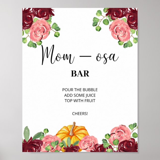 Burgundy floral pumpkin Mon-osa bar Poster (Front)