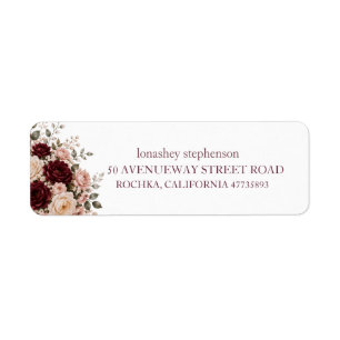 Burgundy Floral Return Address Label