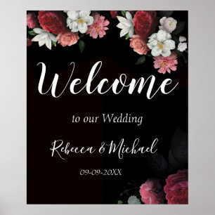 Burgundy Floral Rustic Poster