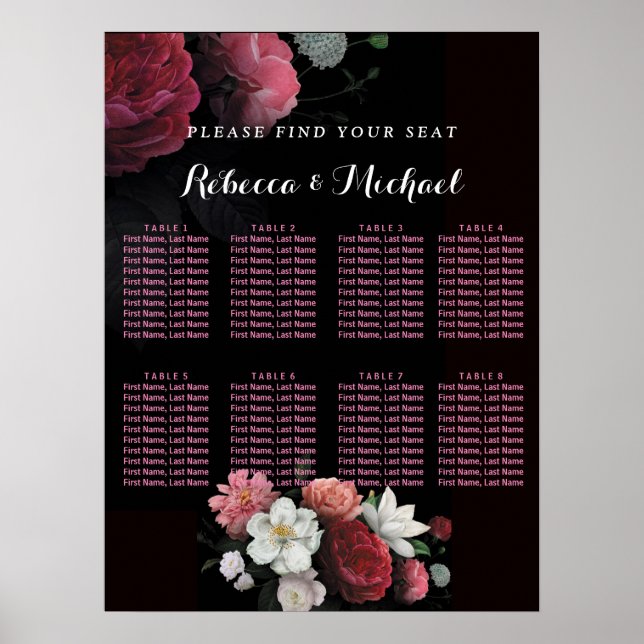 Burgundy  Floral Rustic Poster (Front)