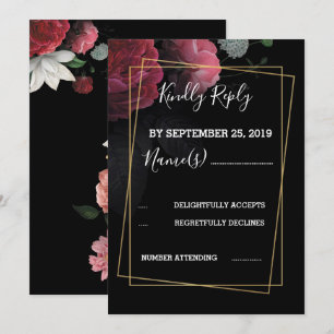 Burgundy  Floral Rustic RSVP Invitation