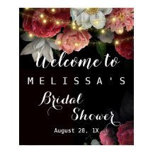 Burgundy Floral Rustic string lights bridal showe