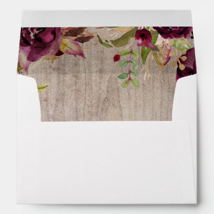 Burgundy Floral Rustic Wedding Envelopes