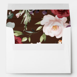 Burgundy Floral Rustic Wedding Invitation Envelope