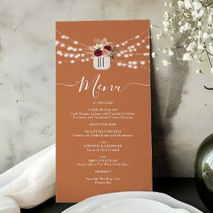 Burgundy Floral Rustic Wedding Menu
