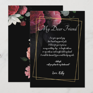 Burgundy  Floral Rustic    will be my bridesmaid Invitation