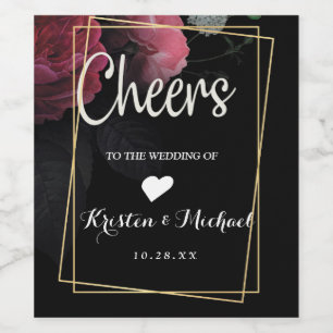 Burgundy  Floral Rustic Wine Label