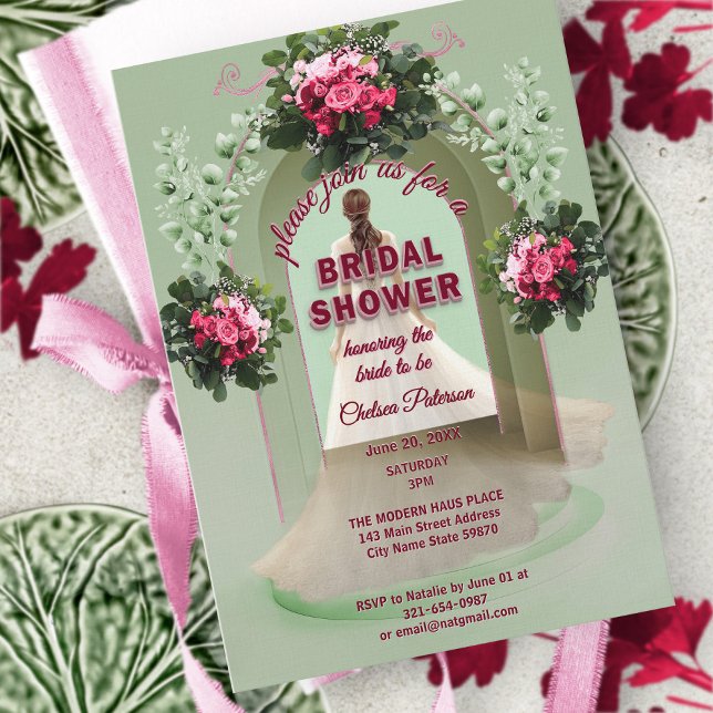 Burgundy Floral Sage Greenery Blush Bridal Shower Invitation (Creator Uploaded)