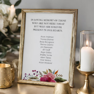 Burgundy Floral School Class Reunion Memorial Poster