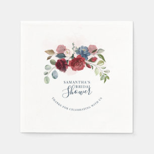 Burgundy Floral Script Future Mrs Bridal Shower Napkin