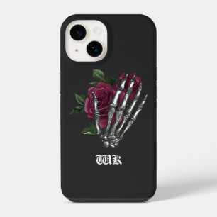 Burgundy Floral Skeleton Gothic iPhone 14 Case