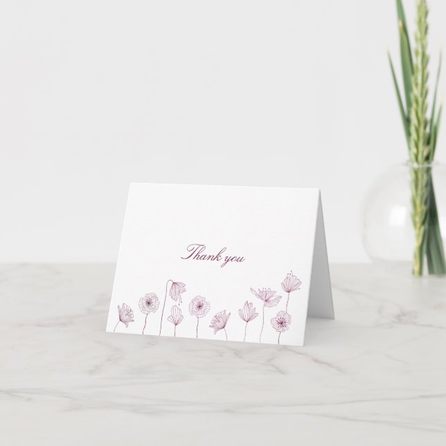 Burgundy Floral Thank you greeting card (Front)