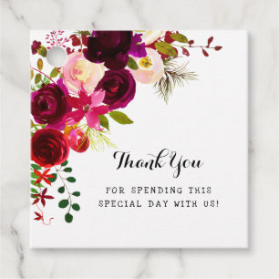 Burgundy Floral Travel thank you Favour Tags